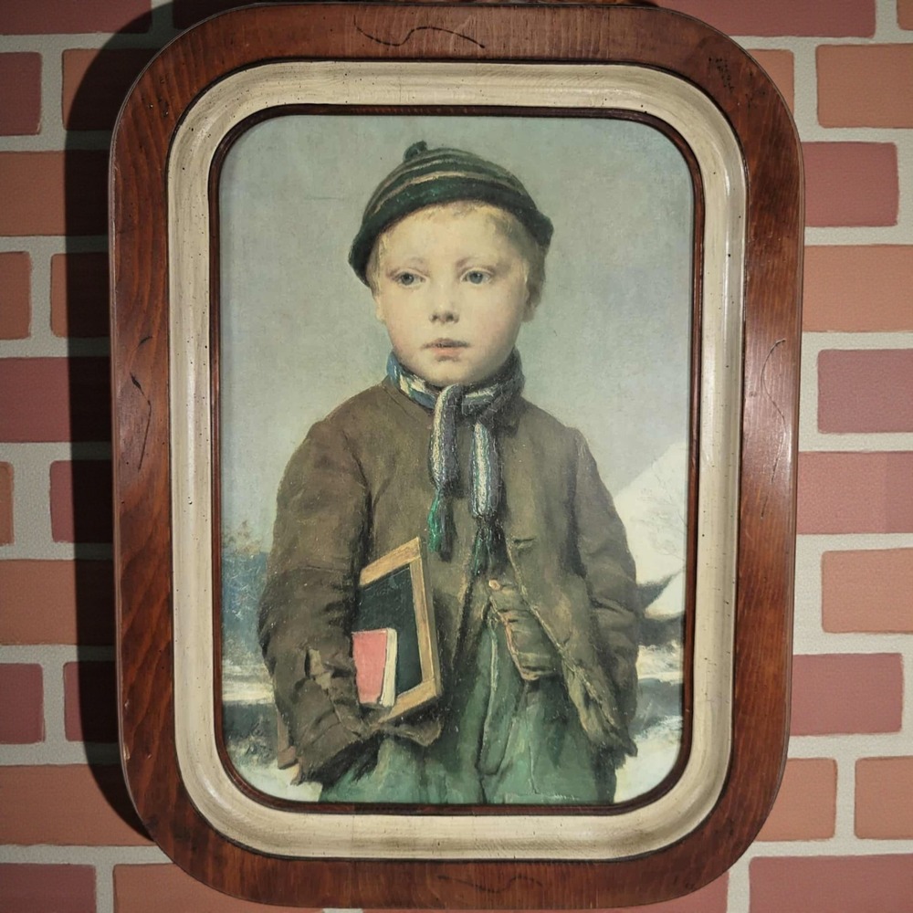 Albert Anker School Boy Large Wood Framed Print Picture Art 11 x 16 Schoolboy